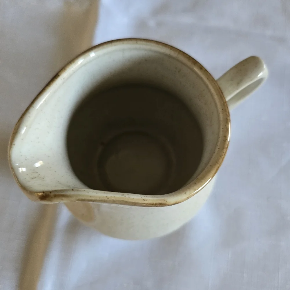 Baroque Vintage Hearthside Stoneware Creamer Taupe Handle Cup Collectible